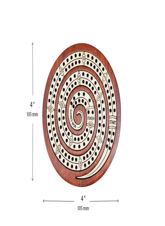 House of Cribbage - 2 Track 60 Points - Spiral Shape Pocket Size Wooden Travel Cribbage Board - Size 4 Inch (Bloodwood/Maple Wood) - Image 2